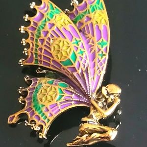 Beautiful Gold and multi color Mary posa Brooch pin.